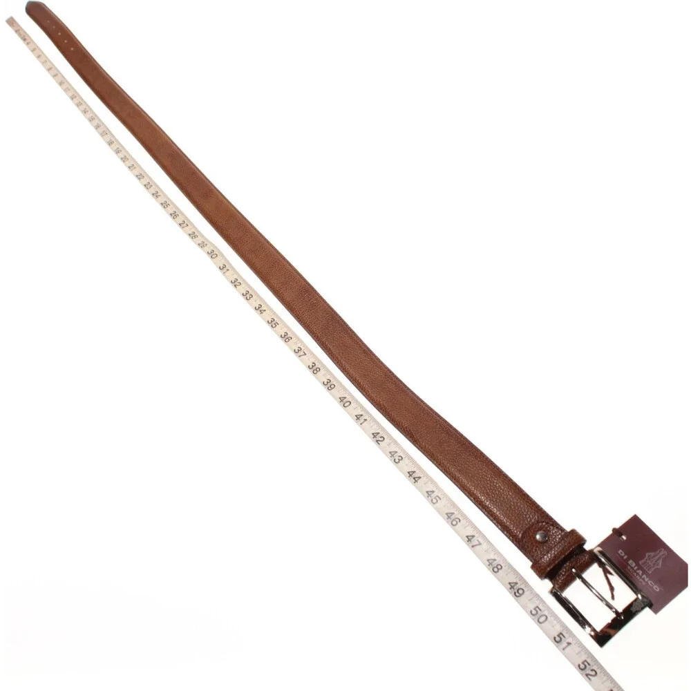 Di Bianco NWT Cut to Size Dress Belt In Solid Brown Pebbled Leather One Size